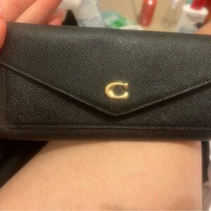 Black Wallet with Gold Zipper by Black